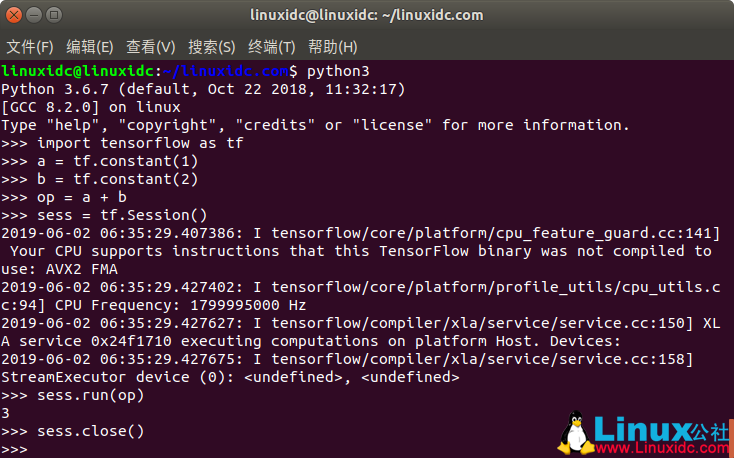 Ubuntu 18.04安装Tensorflow(CPU)