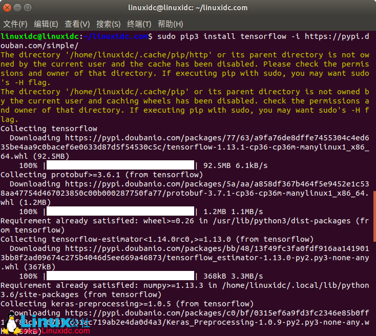 Ubuntu 18.04安装Tensorflow(CPU)
