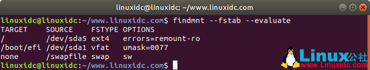findmnt  - 显示Linux中当前挂载的文件系统