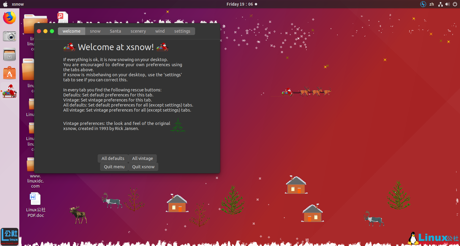 Xsnow - 在Ubuntu 18.04及更高版本的桌面上下雪