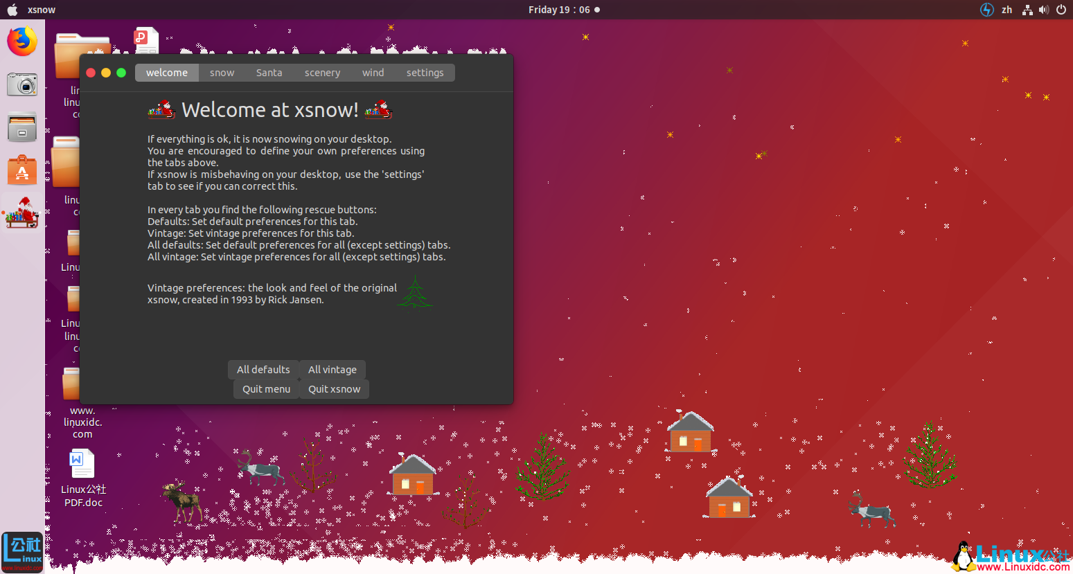 Xsnow - 在Ubuntu 18.04及更高版本的桌面上下雪