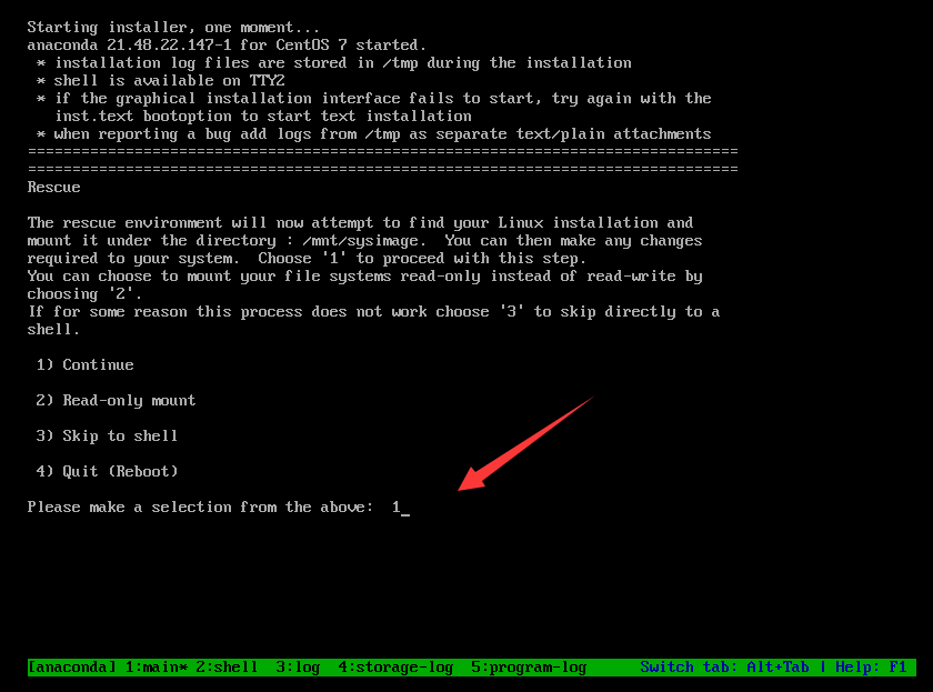 删除Linux的依赖库并进入救援模式恢复