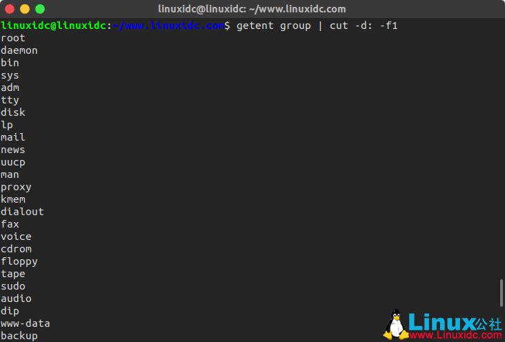 在 Linux 中查看所有的用户组