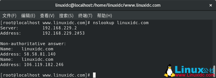 如何在Linux中安装和使用dig和nslookup命令