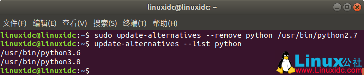 Ubuntu 18.04将Python3设置为Python默认版本