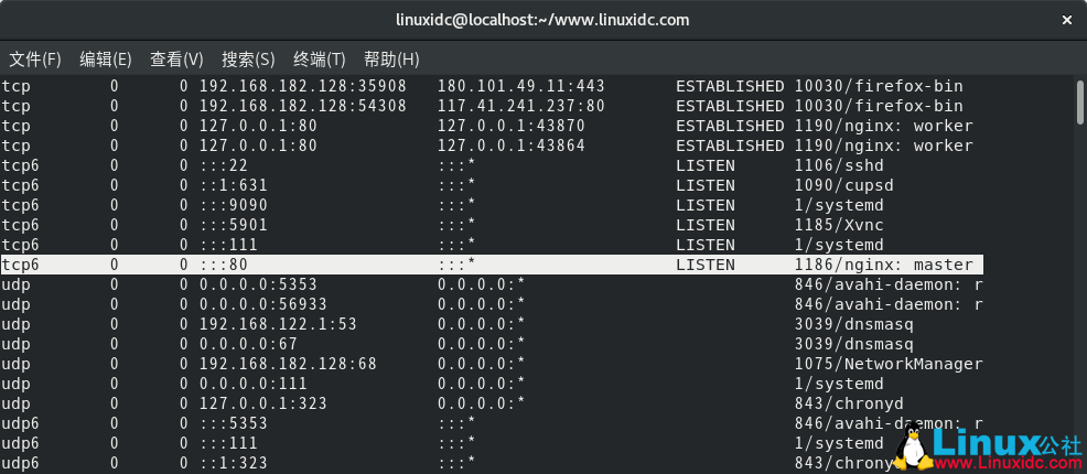 使用lsof命令查找在Linux中侦听指定端口的进程